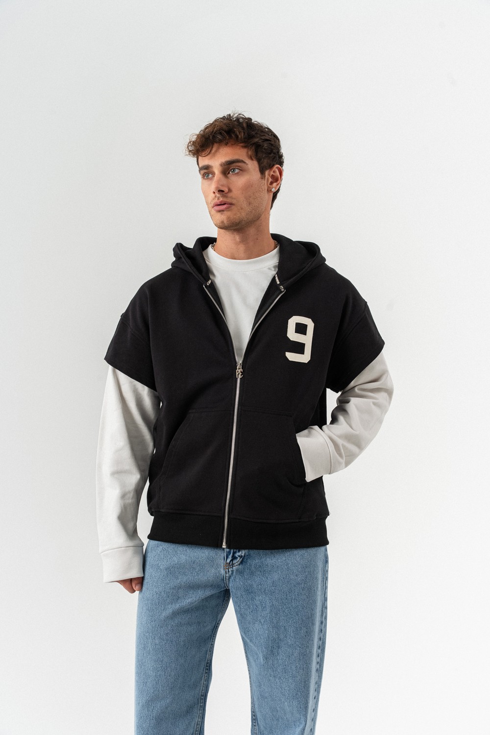 Patriot 9 Premium Deri Detay Fermuarlı Sweatshirt Hoodie
