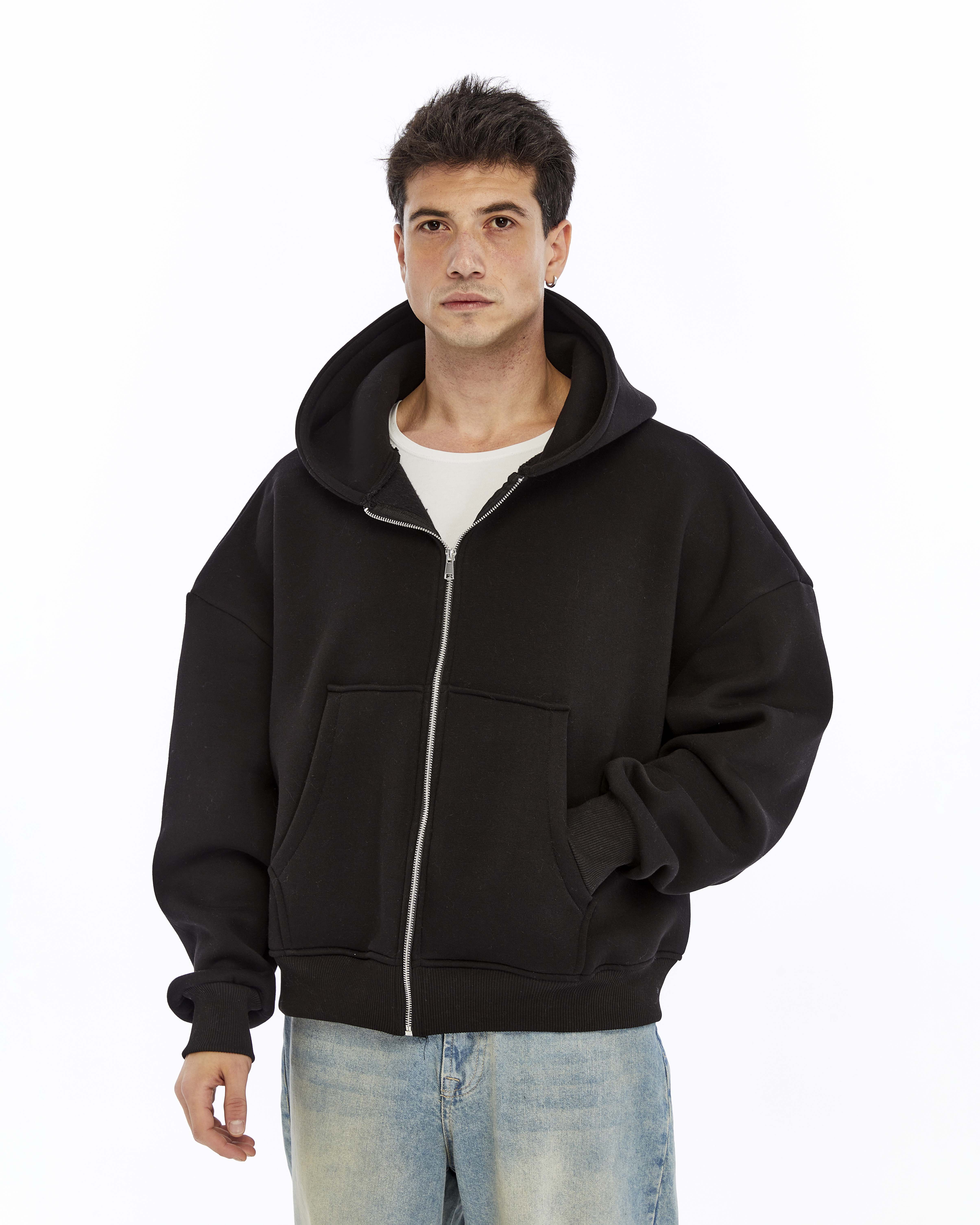 SİYAH FERMUARLI SWEAT CEKET