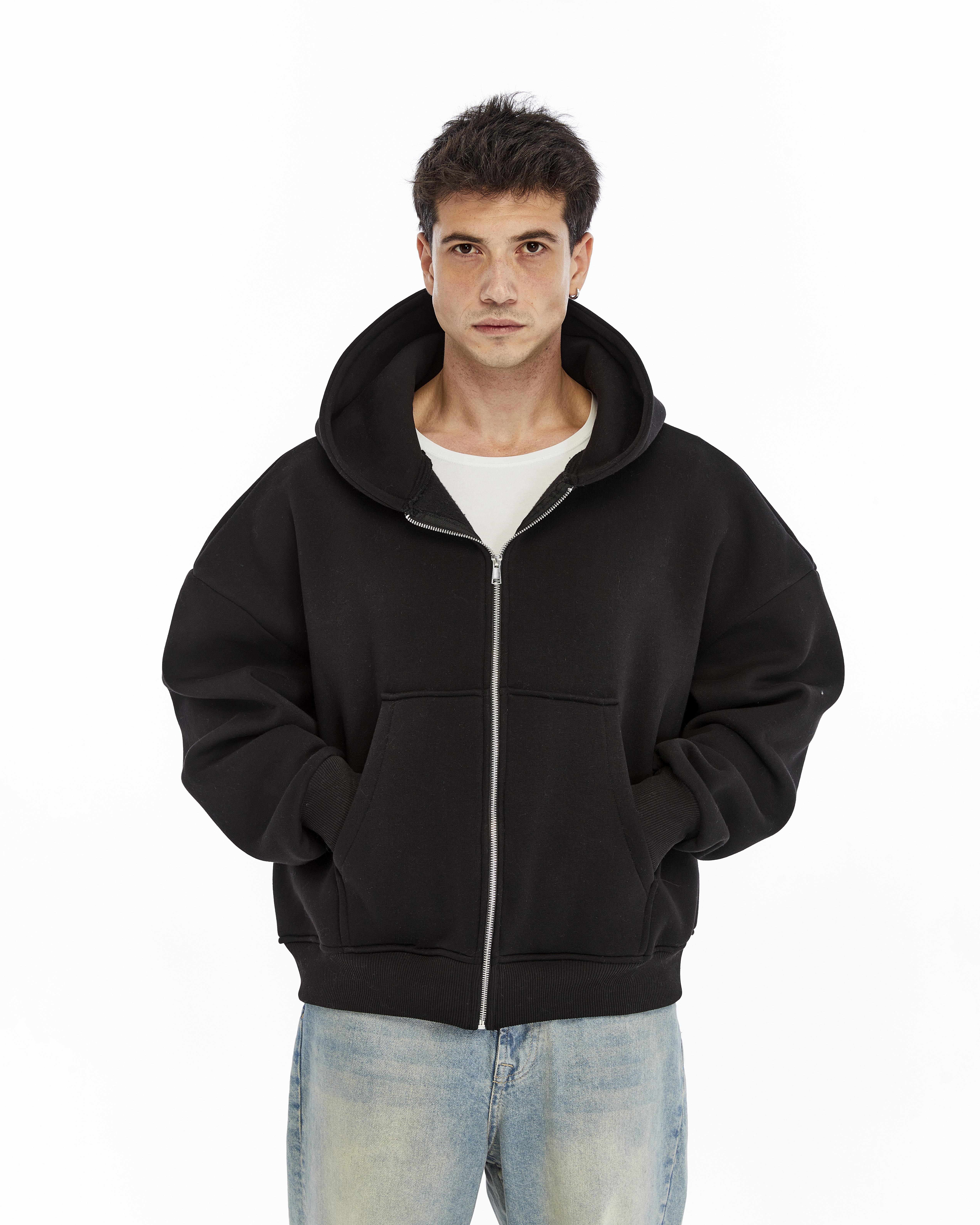 SİYAH FERMUARLI SWEAT CEKET