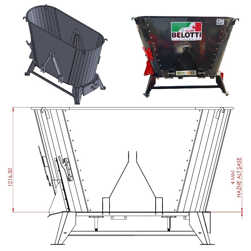 Belotti Karmator Elektrikli Yem Karma Makinesi 220 Volt-2 m³