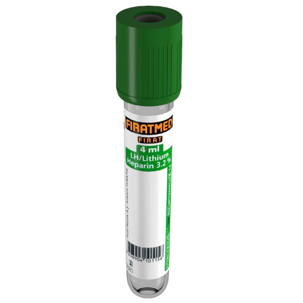 Fıratmed Yeşil Kapak Lityum Heparin Kan Alma Tüpü 4 Ml-100 Adet