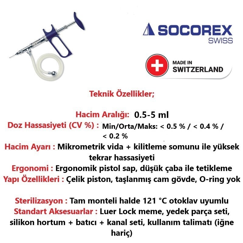 Socorex-187 Otomatik Hortumlu Enjektör 0.5-5 ml
