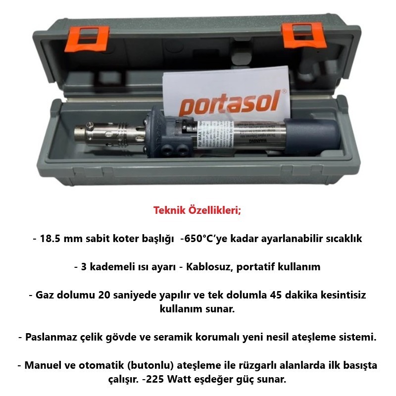 Portasol 3 Dehorner Gazlı Boynuz Yakma Aleti-Koteri 18.5 mm Uçlu
