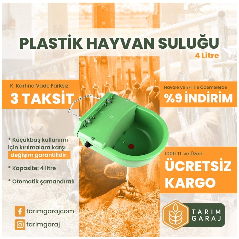 Otomatik Şamandıralı 4 Litre Plastik Hayvan Suluğu-2 Adet