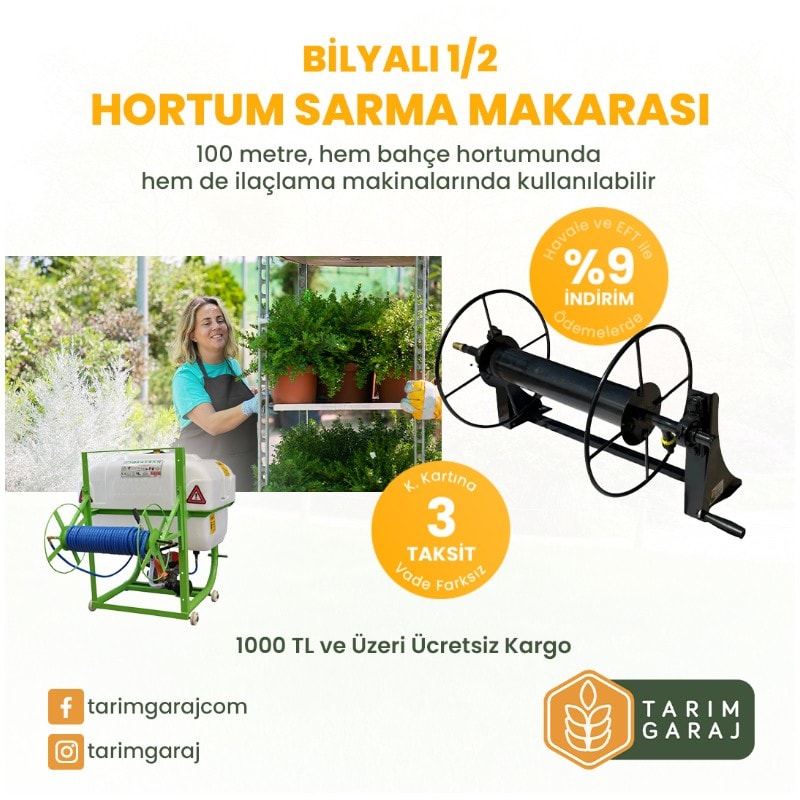 Bilyalı 1/2 Hortum Sarma Makarası 50 Metre