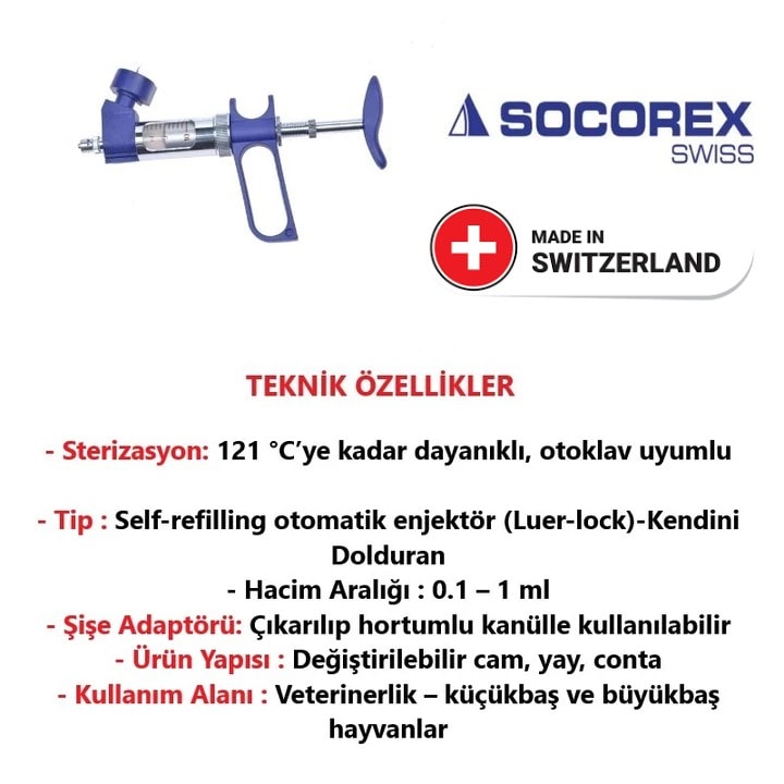 Socorex Rumi Otomatik Enjektör Şişe Adaptörlü 0.1-1 ml
