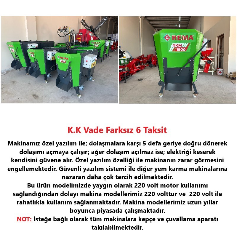 Rema YKM1500 Elektrikli Yem Karma Makinesi – 1,5 m³
