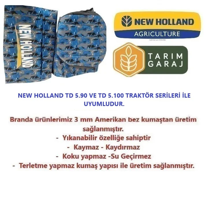 New Holland TD 5.90-TD 5.100 Tarla Tipi Traktör Kılıfı Branda