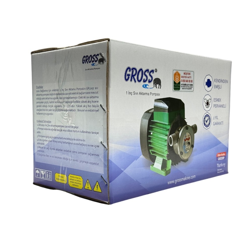 Gross 1 Inc Dıştan Çıkış Mazot ve Sıvı Aktarım Pompası 220 Volt