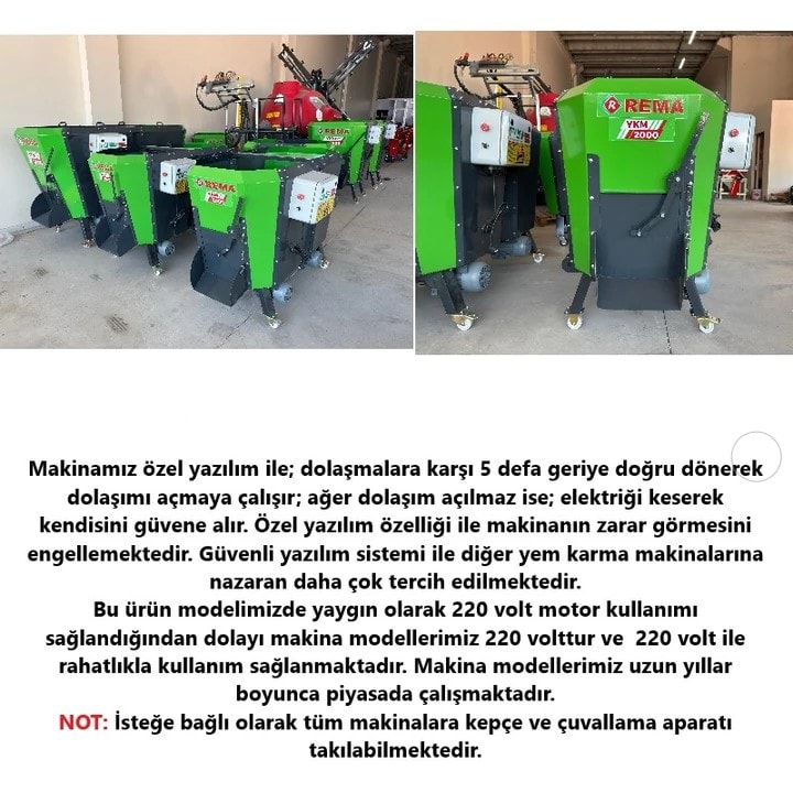 Rema YKM2000 Elektrikli Yem Karma Makinesi–2 m³-Çift Motor