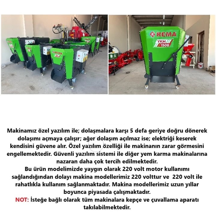 Rema YKM1500 Elektrikli Yem Karma Makinesi – 1,5 m³