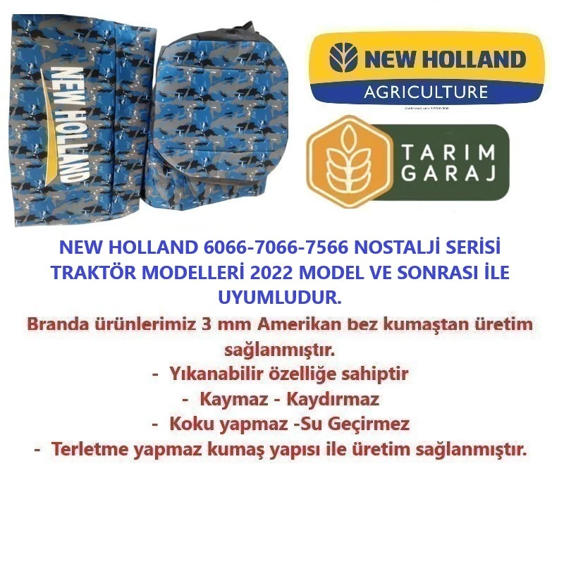 New Holland 6066-7066-7566 Nostalji Traktör Kılıfı Branda-2022 ve Sonrası
