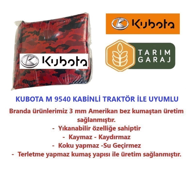 Kubota M 9540 Kabinli Traktör Kaporta Branda ve Koltuk Kılıfı Seti