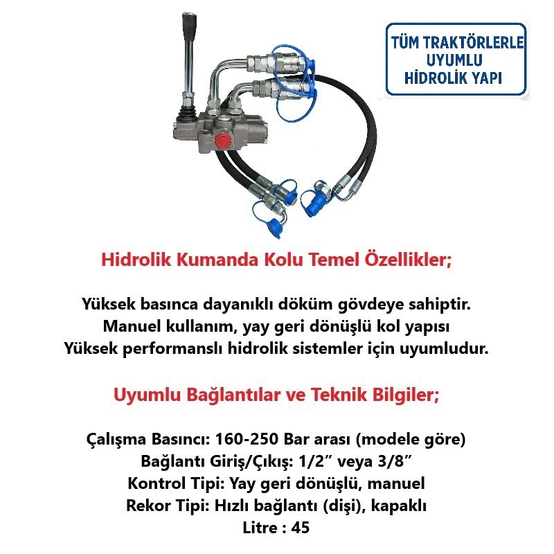 Tarım Garaj Tek Kollu Hidrolik Kumanda Kolu