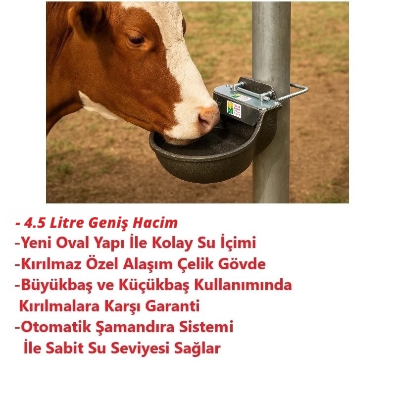 Otomatik Şamandıralı 4.5 Litre Kırılmaz Çelik Döküm Hayvan Suluğu-2 Adet