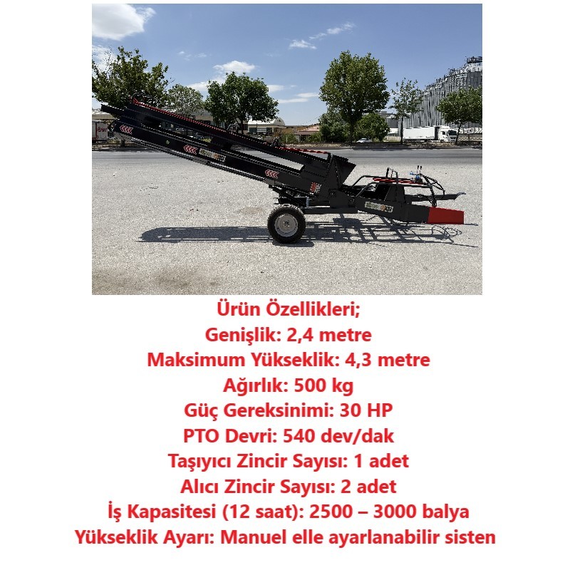 Tarım Garaj Hidromotorlu Balya Toplama Makinası-4.3 Metre Yükseklik
