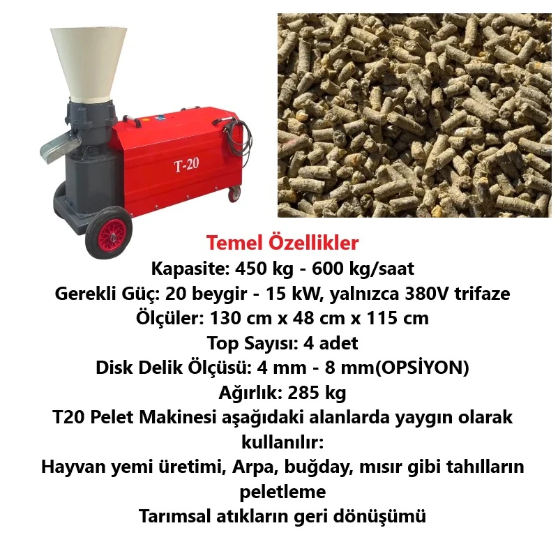 Elektrikli Pelet Makinesi 4 Top 20 Beygir 380V Trifaze-Tarımgaraj