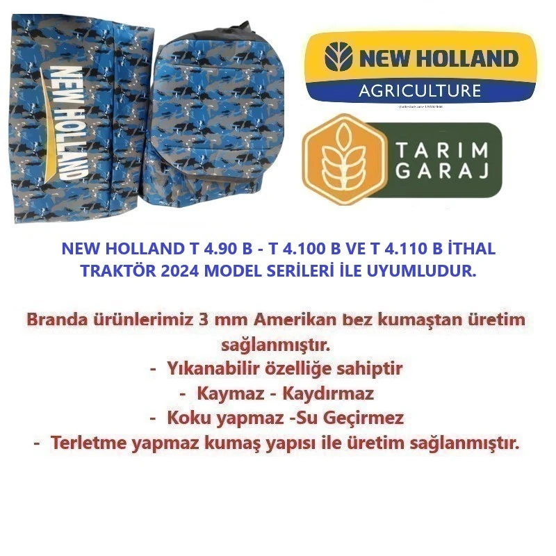 New Holland T4.90B-T4.100B ve T4.110B İthal Traktör Kılıfı Branda-2024 Model