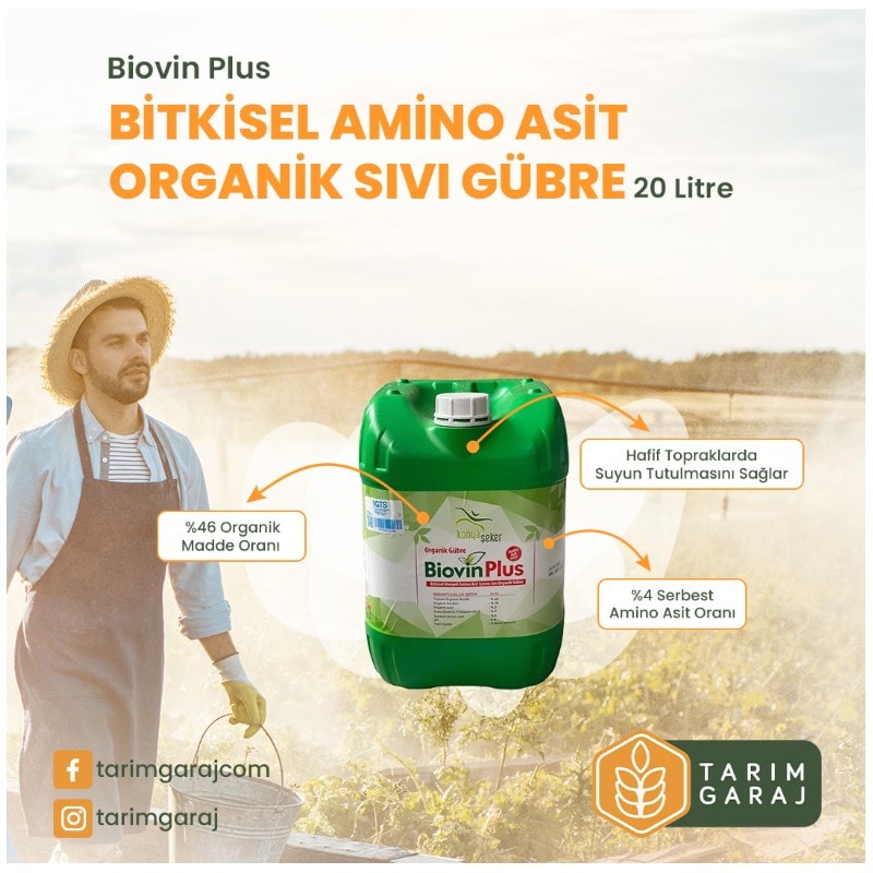 Biovin Plus Bitkisel Amino Asit Organik Sıvı Gübre 20 Litre