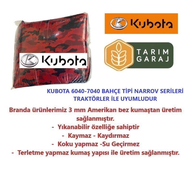 Kubota 6040-7040 Bahçe Narrov Traktör Kaporta Branda ve Koltuk Kılıfı Seti