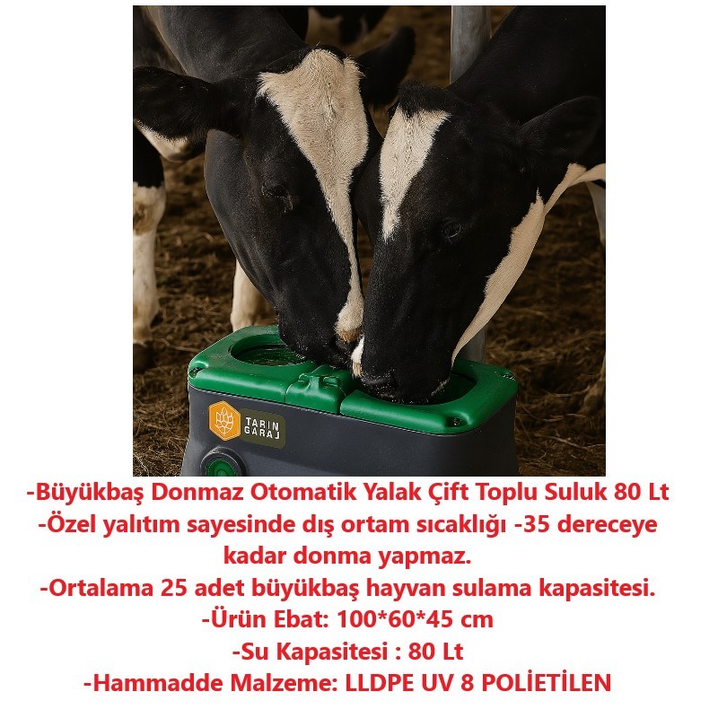 Büyükbaş Donmaz Otomatik Yalak Çift Toplu Suluk 80 Lt