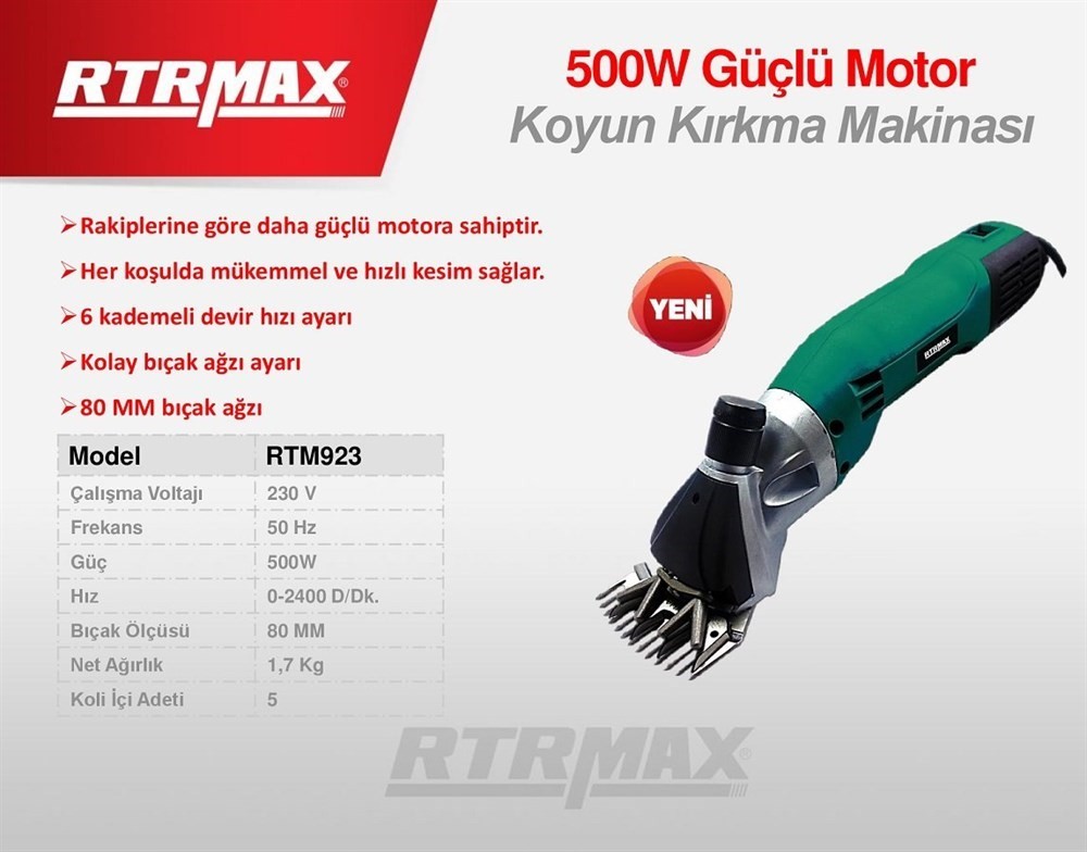 RtrMax RTM923 Elektrikli Koyun Kırkma Makinası 500 Watt
