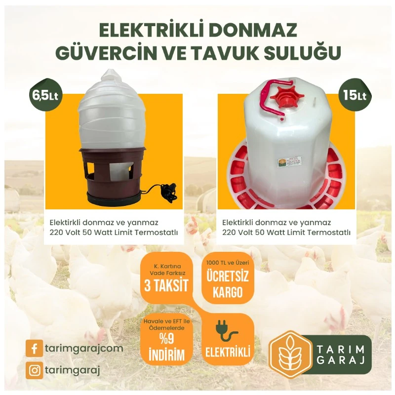 Elektrikli Isıtıcılı Tavuk Suluk-15 Lt
