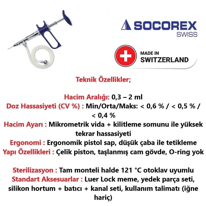 Socorex-187 Otomatik Hortumlu Enjektör 0.3-2 ml