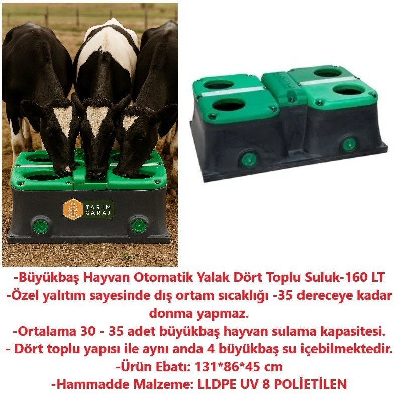 Büyükbaş Hayvan Otomatik Yalak Dört Toplu Suluk-160 LT