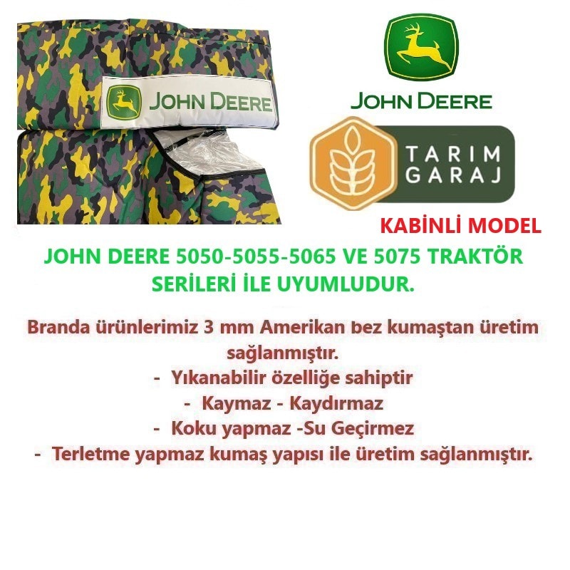 John Deere 5000 Serisi Traktör Kaporta Branda ve Koltuk Kılıfı Seti-Kabinli