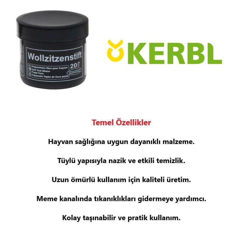 Kerbl Woklzitzenstift Tüylü Meme Sonda-20 Adet-1 Paket