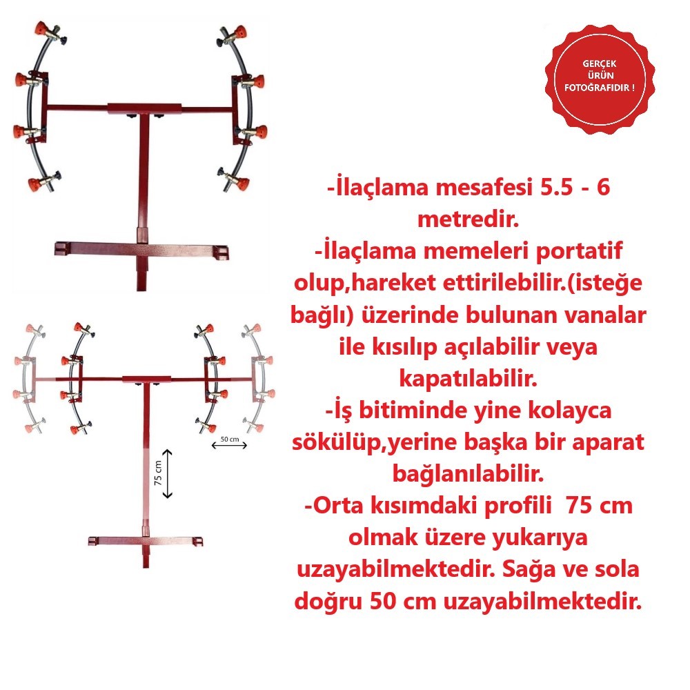 Hilal Tip Krom Boru Uzatılabilir İlaçlama Makina Aparatı