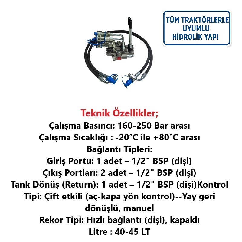 Tarım Garaj İki Kollu Hidrolik Kumanda Kolu