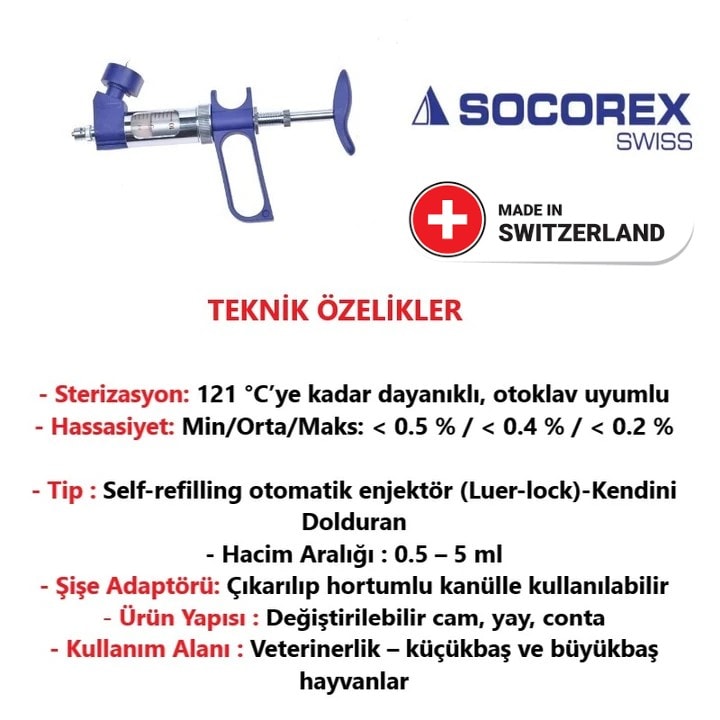 Socorex Rumi Otomatik Enjektör-Şişe Adaptörlü 0.5-5 ml