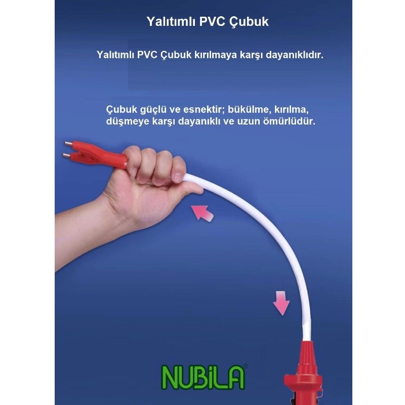Nubila Led Işıklı Şarjlı Üvendire Şok Cihazı Uzun-98 cm-7200 Volt