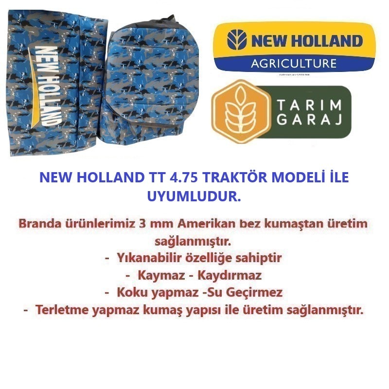 New Holland TT 4.75 Traktör Kaporta Kılıfı ve Koltuk Kılıfı Seti
