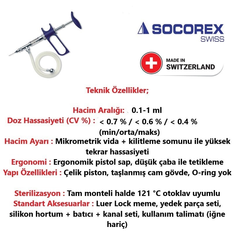 Socorex-187 Otomatik Hortumlu Enjektör 0.1-1 ml