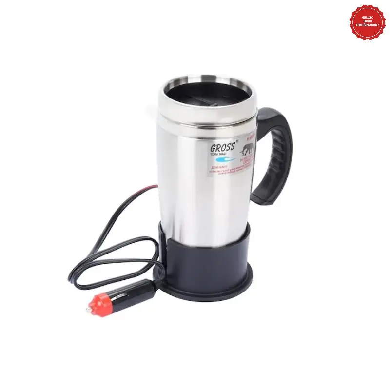 Gross Termoslu Krom Araç İçi Su Isıtıcı 12 V 450 Ml