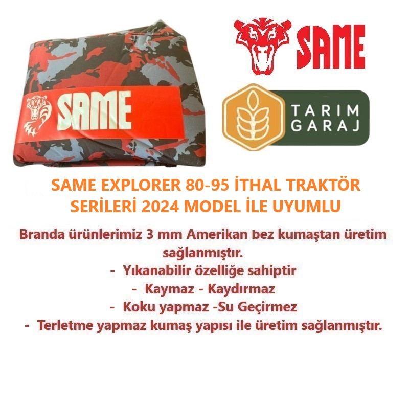 Same Explorer 80-95 Kabinli İthal Traktör Kaporta Branda ve Koltuk Kılıfı Seti-2024