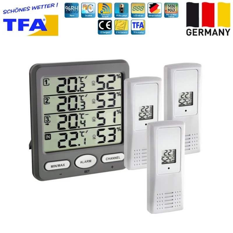 TFA 30.3054.10 Klima Monitör Ortam Sıcaklık ve Nem Takip Cihazı