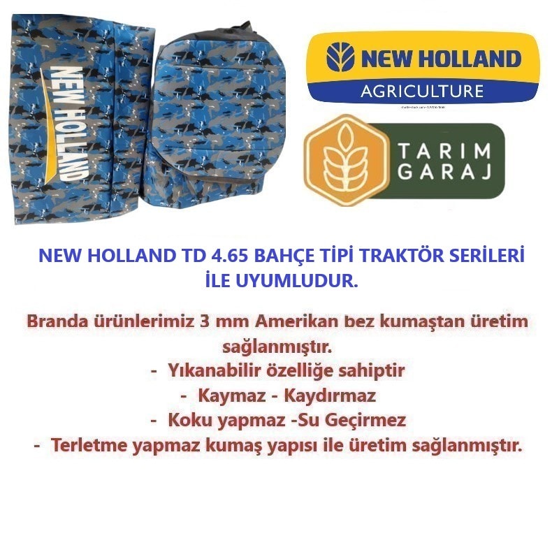 New Holland TD 4.65 Bahçe Traktör Kaporta Kılıfı ve Koltuk Kılıfı Seti