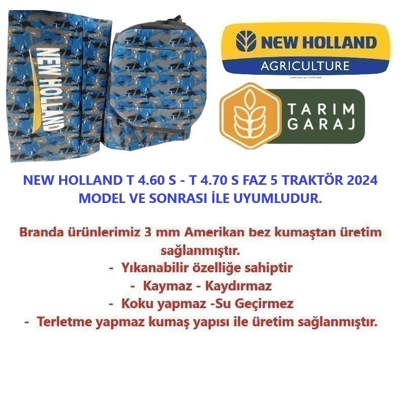 New Holland T4.60 S-T4.70 S FAZ 5 Traktör Kılıfı Branda-2024 Sonrası