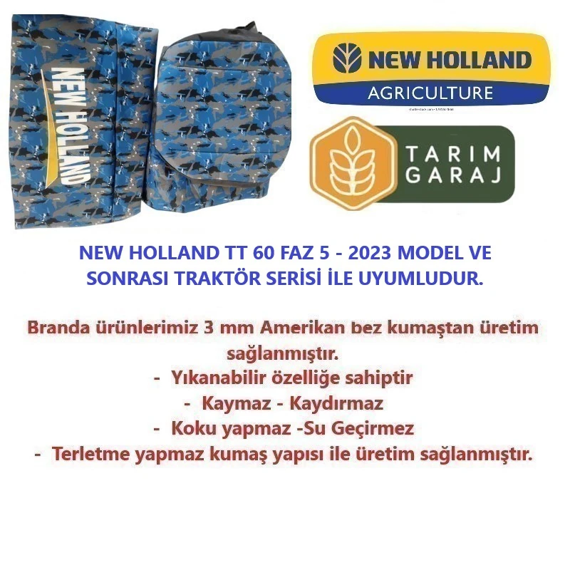New Holland TT 60 Faz 5 Serisi Traktör Kılıfı Branda-2023 ve Sonrası
