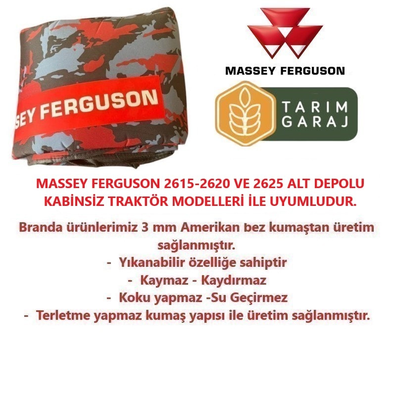Massey Ferguson 2600 Serisi Alt Depolu Traktör Branda ve Koltuk Kılıfı-Kabinsiz