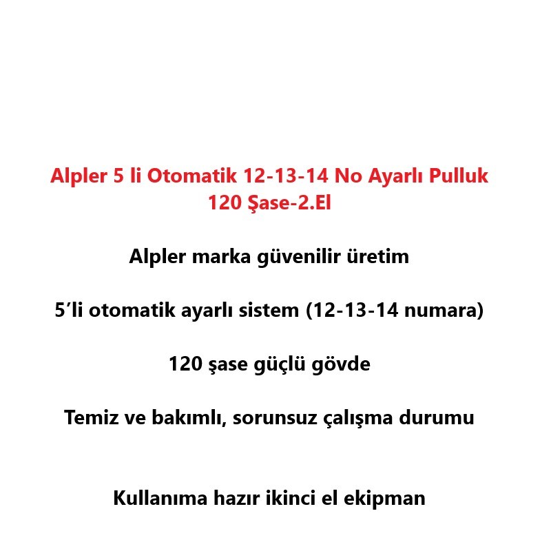 Alpler 5 li Otomatik 12-13-14 No Ayarlı Pulluk 120 Şase-2.El