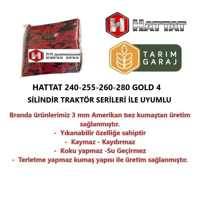 Hattat 240-255-260-280 Gold Traktör Kılıfı Branda-3 Silindir Model