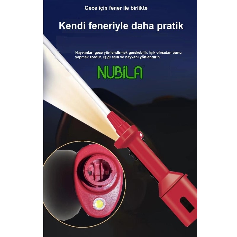 Nubila Led Işıklı Şarjlı Üvendire Şok Cihazı Uzun-98 cm-7200 Volt