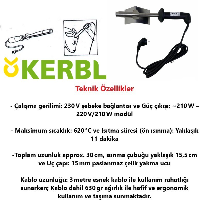Kerbl Elektrikli Boynuz Yakma Aleti-Koteri-İthal