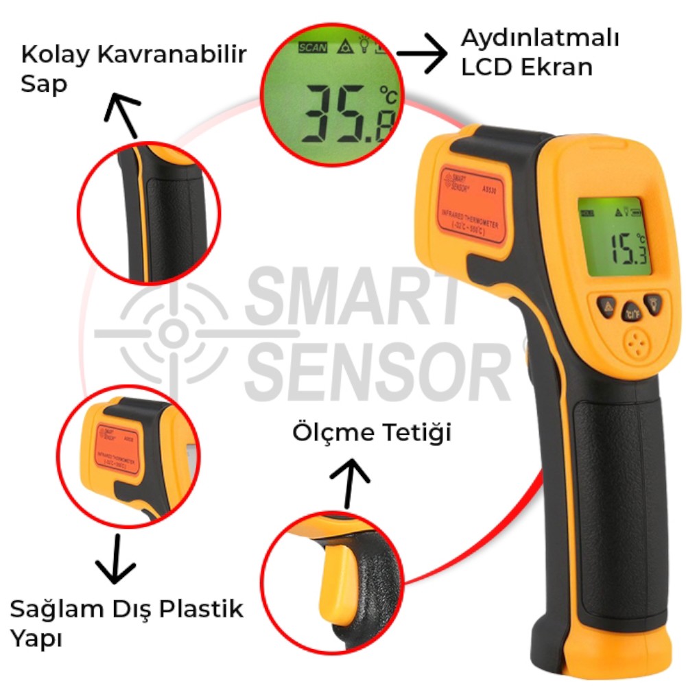 Smart Sensor AS530 Hassas Sıcaklık Ölçme Cihazı-550°C