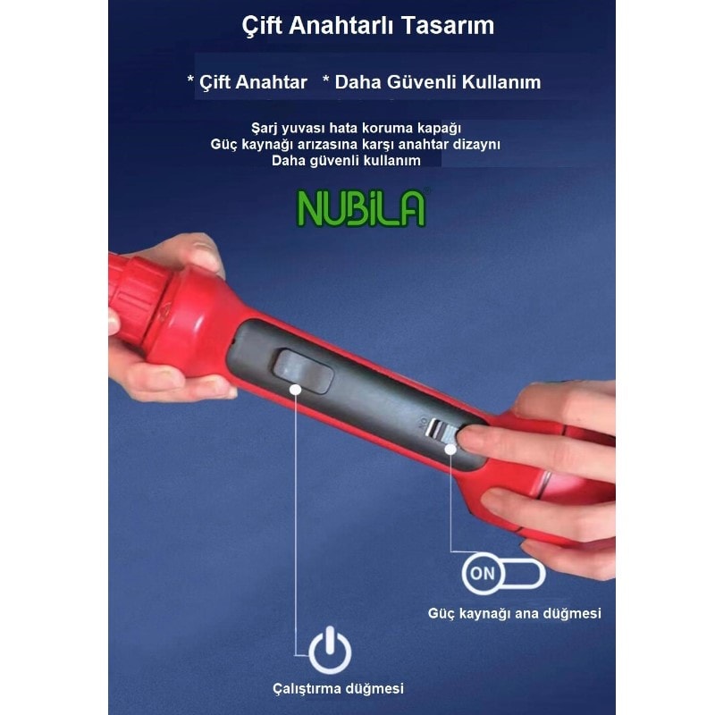 Nubila Led Işıklı Şarjlı Üvendire Şok Cihazı Uzun-98 cm-7200 Volt